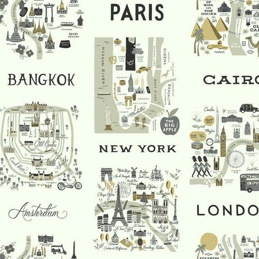 Find RI5161 Rifle Paper Co. City Maps Gray York Wallpaper