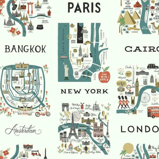 Order RI5162 Rifle Paper Co. City Maps Blue York Wallpaper