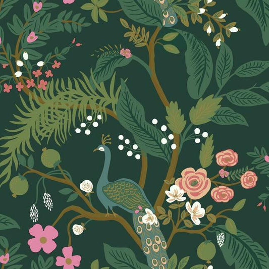 Search RI5168 Rifle Paper Co. Peacock Emerald York Wallpaper