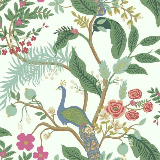 Shop RI5174 Rifle Paper Co. Peacock Periwinkle York Wallpaper