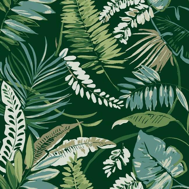 Find TC2621 Tropics Resource Library Tropical Toss Green York Wallpaper