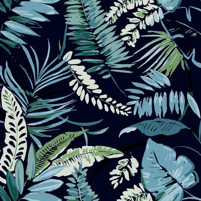 Select TC2623 Tropics Resource Library Tropical Toss Navy York Wallpaper