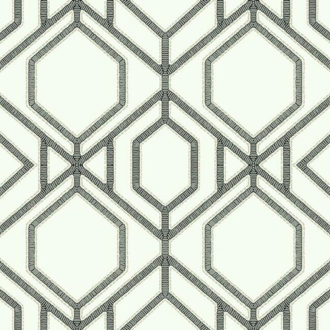 Select TC2632 Tropics Resource Library Sawgrass Trellis White/Grey York Wallpaper