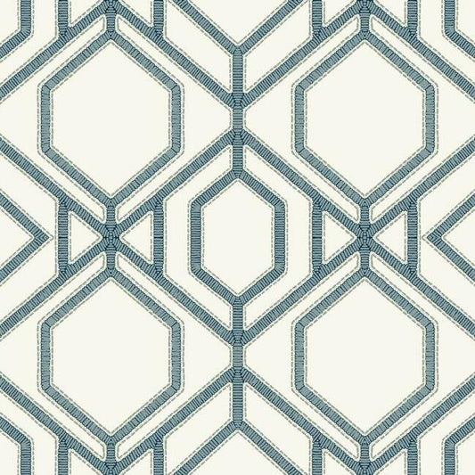 Acquire TC2634 Tropics Resource Library Sawgrass Trellis White/Blue York Wallpaper