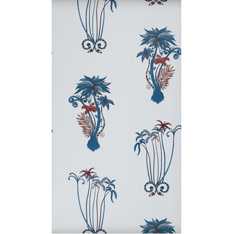 W0101/01 Jungle Palms Blue Botanical Clarke And Clarke Wallpaper