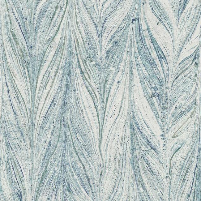 Buy Y6230803 Natural Opalescence Ebru Marble Bright Blue Metallic by Antonina Vella Wallpaper